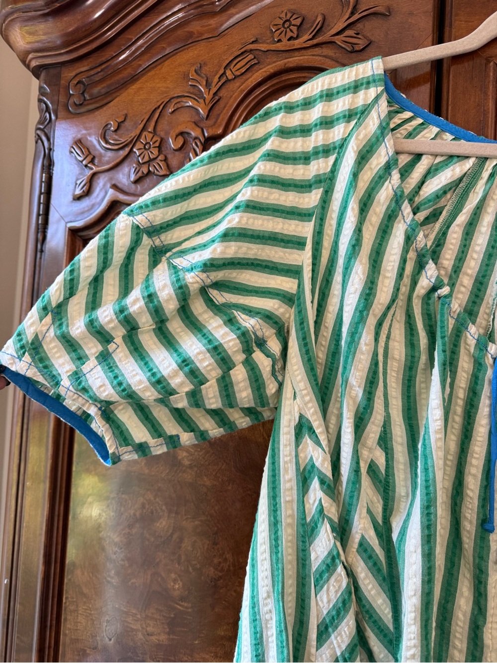Free People Bop Around Romper -Green & cream Striped small - Picture 6 of 7